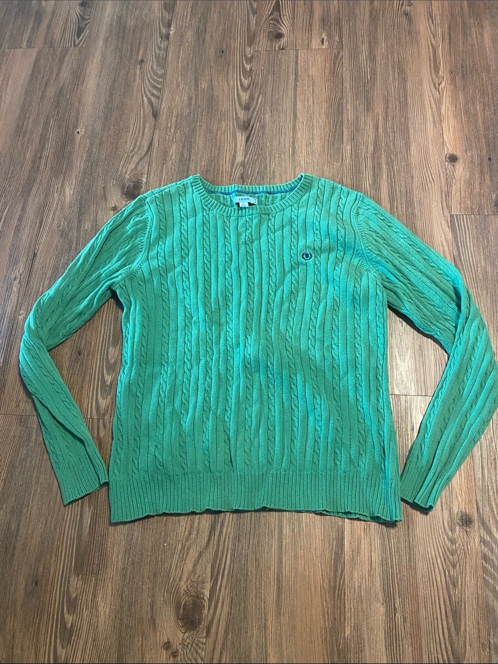 Vintage Cotton Izod Cable Knit Crewneck Sweater